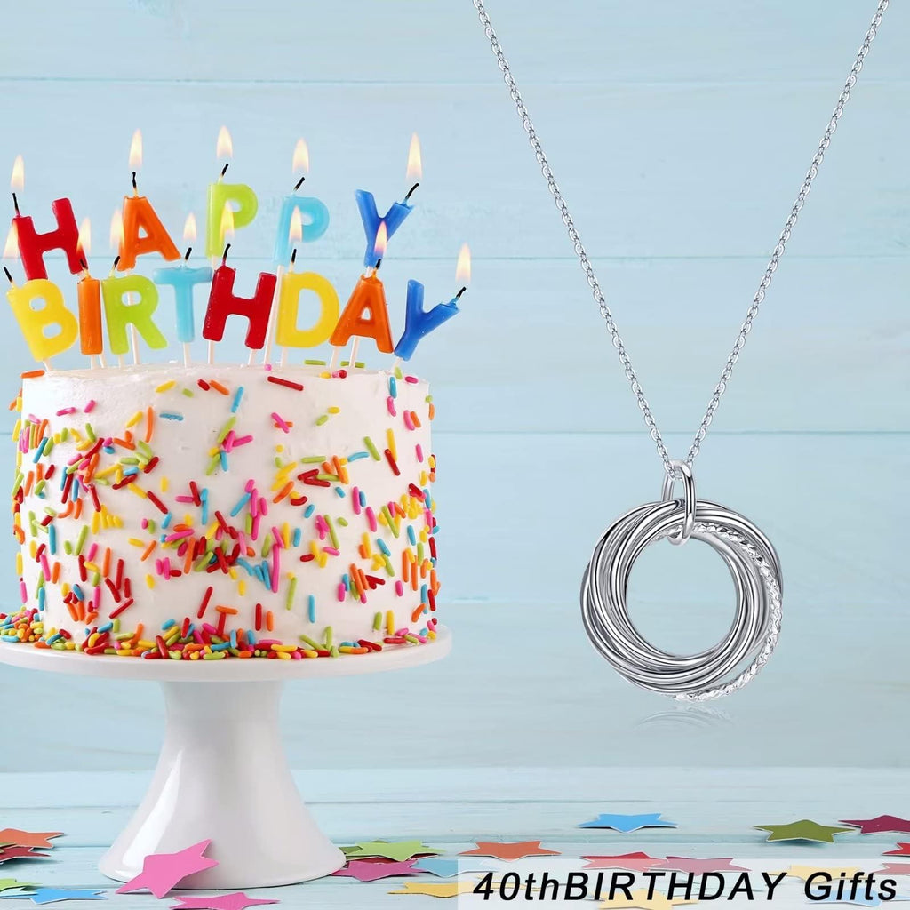 IEFLIFE Birthday Gifts for Women, Sterling Silver Chain Birthday Necklaces, 40th 50th 60th 70th 80th 90th Birthday Necklace, 40 50 60 70 80 90 Years Old Birthday Gifts, 4 5 6 7 8 9 Decade Birthday Jewelry for Women