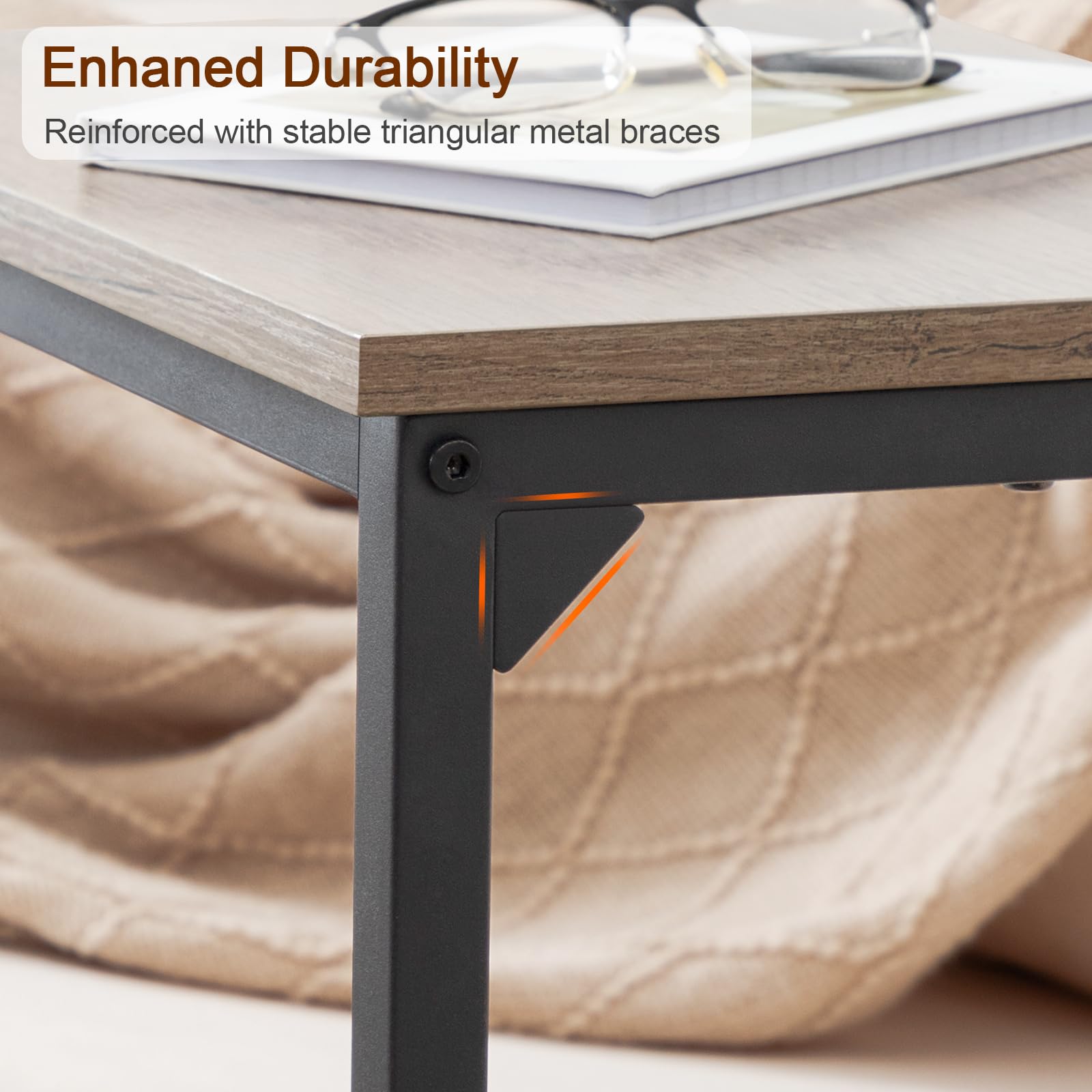 AMHANCIBLE C Shaped End Tables Set of 2, Couch Side Tables that Slide Under Sofa, Slim TV Trays for Living Room and Bedroom, Narrow Space Saving Laptop Workstation, Black, HET02BBK