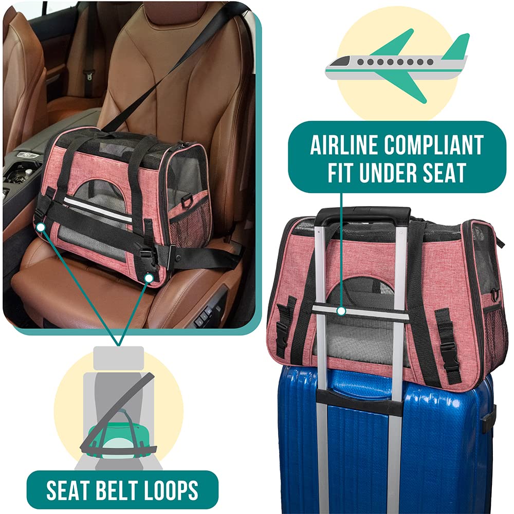 PetAmi Airline Approved Pet Carrier for Cats & Small Dogs, Soft Sided TSA Travel Carrier Bag with Sherpa Bed, Breathable Mesh Ventilation, Collapsible Bowl, Fits Under Seat, Up to 18 lbs, Small Black
