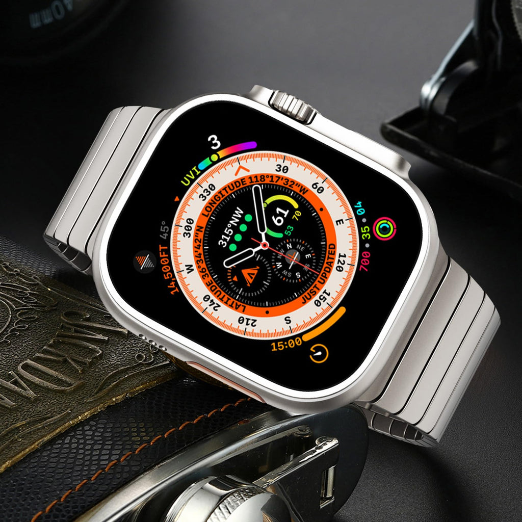 NewWays Titanium & Stainless Steel Link Bracelet for Apple Watch Band Ultra 3 2 1 Band 49mm Series11 10 46mm 42mm 45mm 44mm 41mm 40mm 38mm Series 3-11