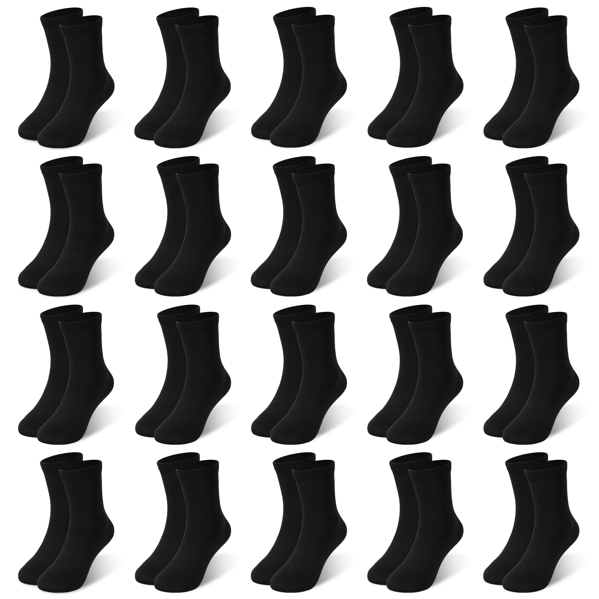 ZERULETS 20 Pairs Toddler Kids Crew Socks - Boys Girls Athletic Mid Calf Cut for School, 1-13 Years
