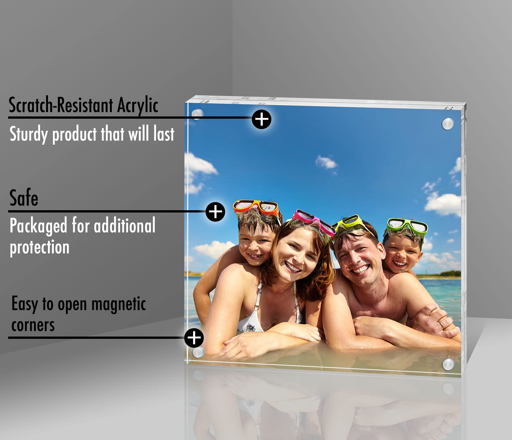Americanflat 3.5x5 Acrylic Picture Frame - Double Sided Frames with Magnetic Corners - Transparent Acrylic Frames for Desk or Tabletop Display - 3.5x5 Picture Frame with Microfiber Cloth Included
