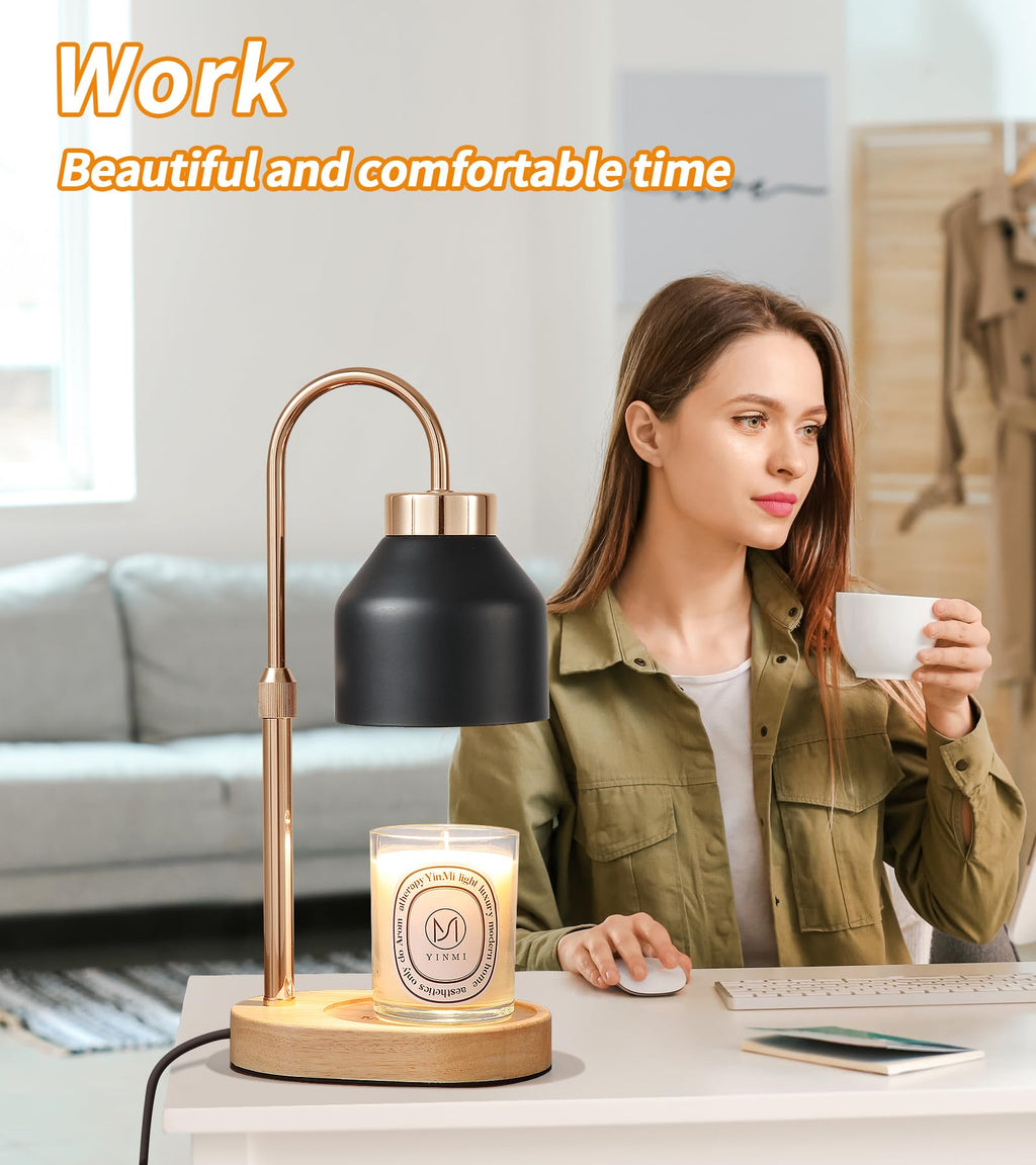 MEIXISUE Candle Warmer Lamp with Timer and Dimmer,Electric Amber Light Gifts for Women Melt Wax Warmer Lamp with 2 Bulbs for Candle Jars House Warming New Home Decor