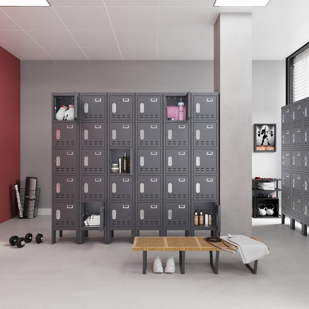 Lockers,Metal Locker, (Beige, 1 Door - (66.15" H x 11.8" W x 11.8" D))