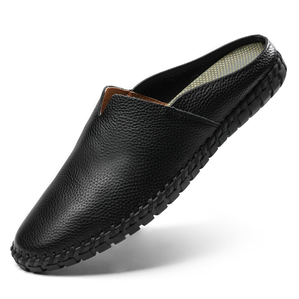 Men’s Slip-On Loafers Mules Clog Handmade Leather Slippers Hand Stitched no-Heel Casual Shoes for Men Breathable Comfortable Soft