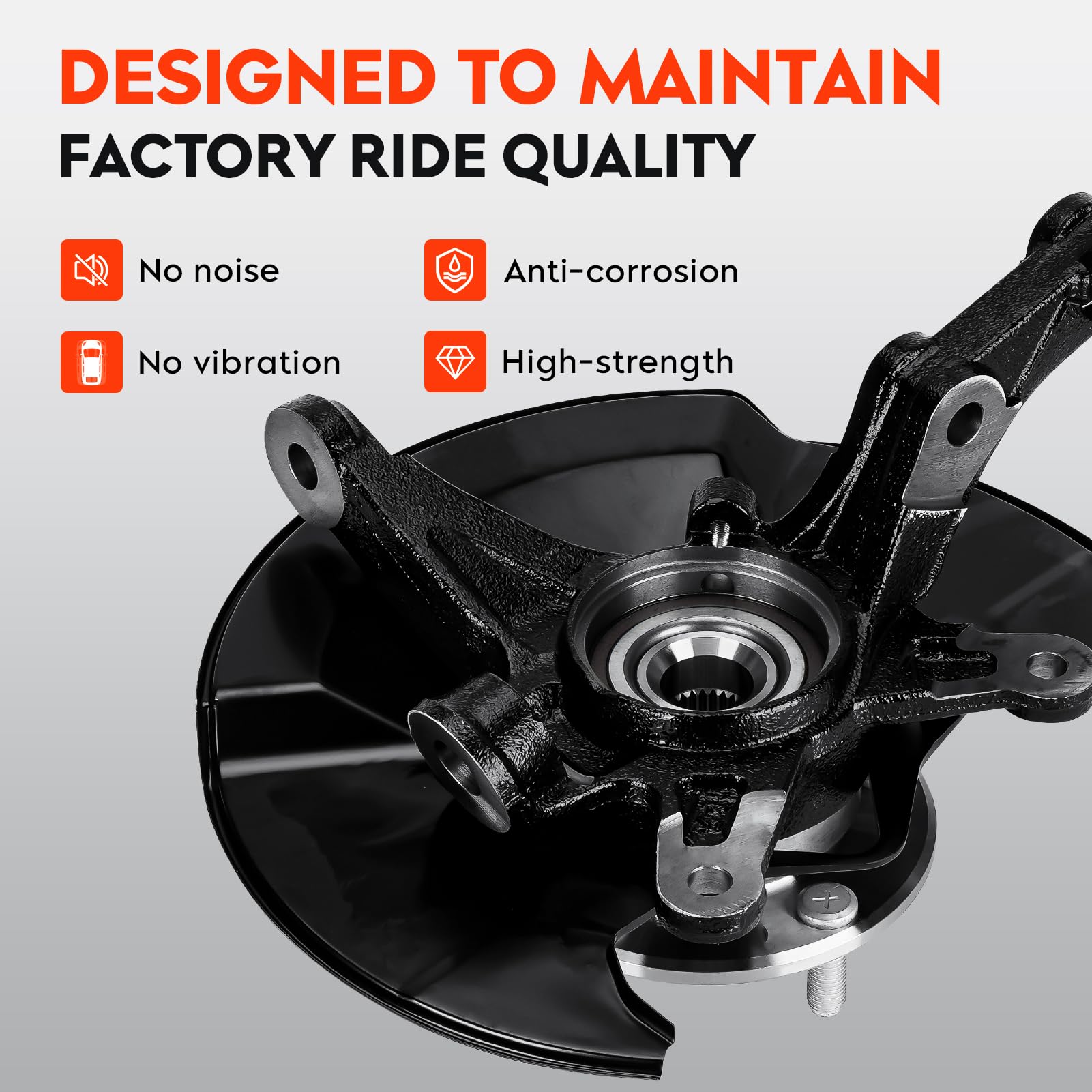 Front Left Steering Knuckle & Wheel Bearing Hub Assembly for Honda Civic 2006 2007 2008 2009 2010 2011, without Si MUGEN Si Model, 698-451 698451 44300SNA952 44300TR0951, Driver Side