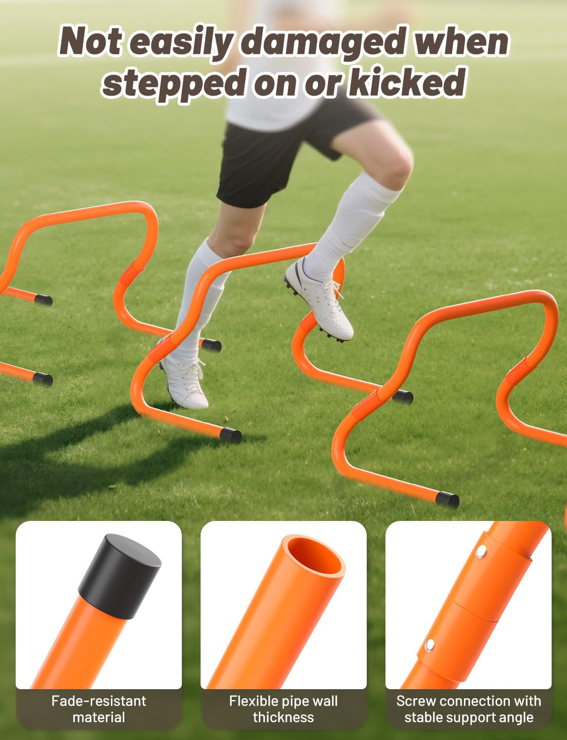 GHB Agility Hurdles 5/6 Pack Foldable Speed Agility Training Hurdles Adjustable Sturdy Hurdles Training Equipment Set with Carry Bag for Amateur, Athletes, Soccer, Basketball