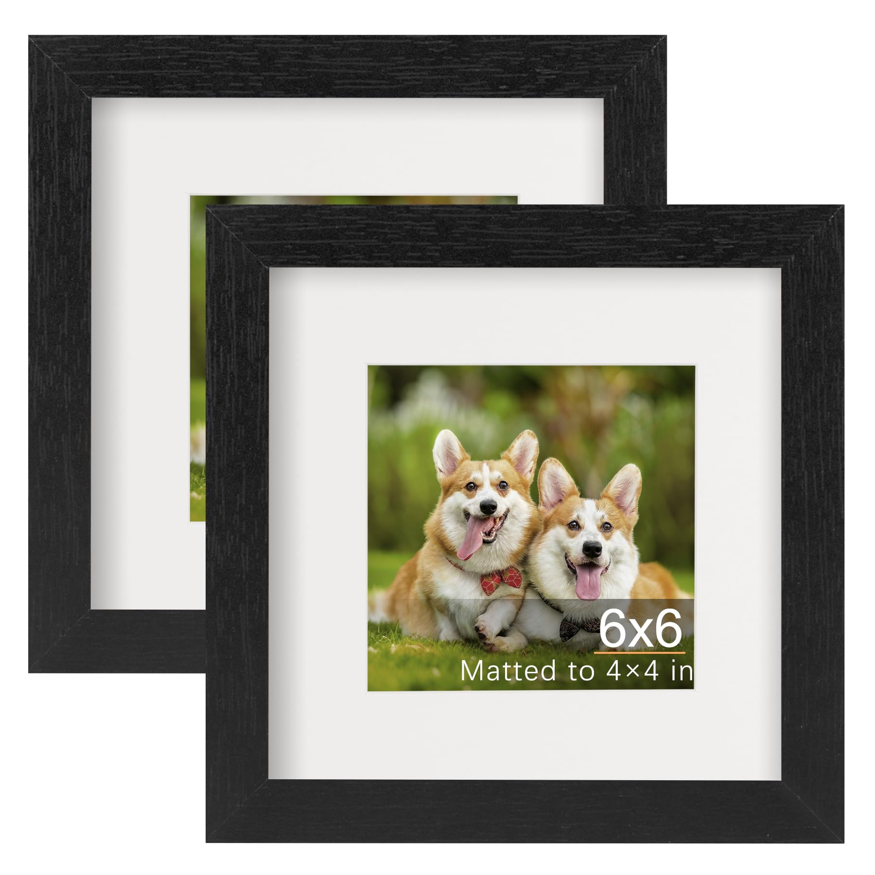 TOFOREVO Picture Frames 4x4 Set of 2 Black Wood Grain Photo Frame for Gallery Wall Mounting or Tabletop Display