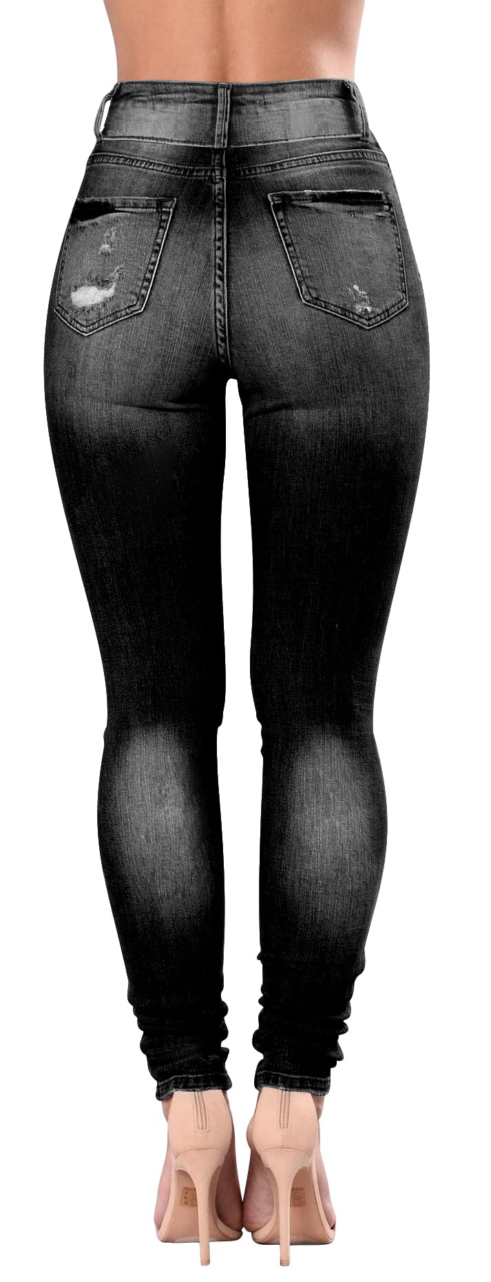 Qazel Vorrlon Women's High Waisted Jeans for Women Ripped Skinny Stretch Distressed Jeans High Rise Butt Lifting Demin Pants