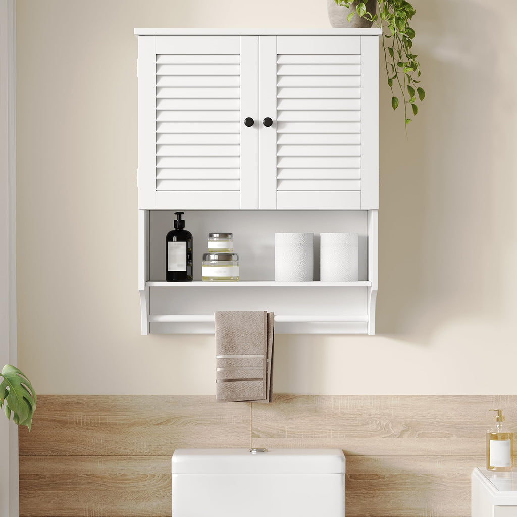ChooChoo Bathroom Wall Cabinet, Medicine Cabinet, 2 Doors Over The Toilet Space Saver Storage Cabinet with Large Space, Black