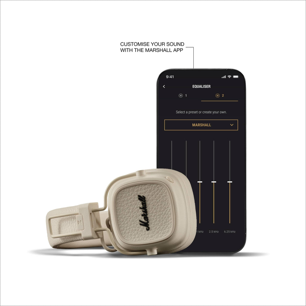 Marshall Major V Wireless On-Ear Bluetooth Headphones - 100+ Hr Playtime | Detachable Audio Cable | Microphone for Calls | Lightweight, Foldable Design for Travel - Black