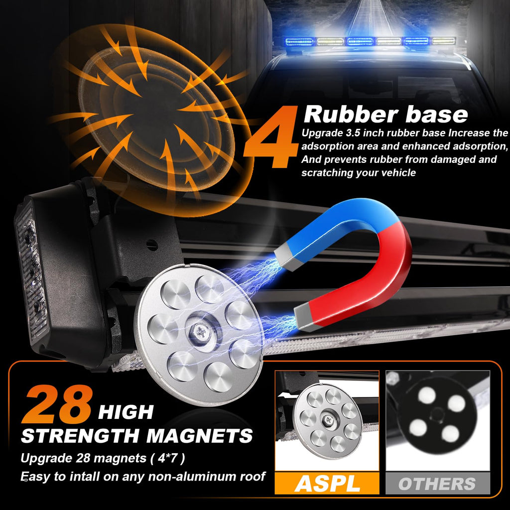 ASPL 26inch 126 LED Rooftop Emergency Strobe Lights Bar Double Side Flashing Safety Warning Traffic Advisor Light Bar Hazard Snow Plow Light for Work Trucks Vehicles Construction Tow Pickup(Amber)