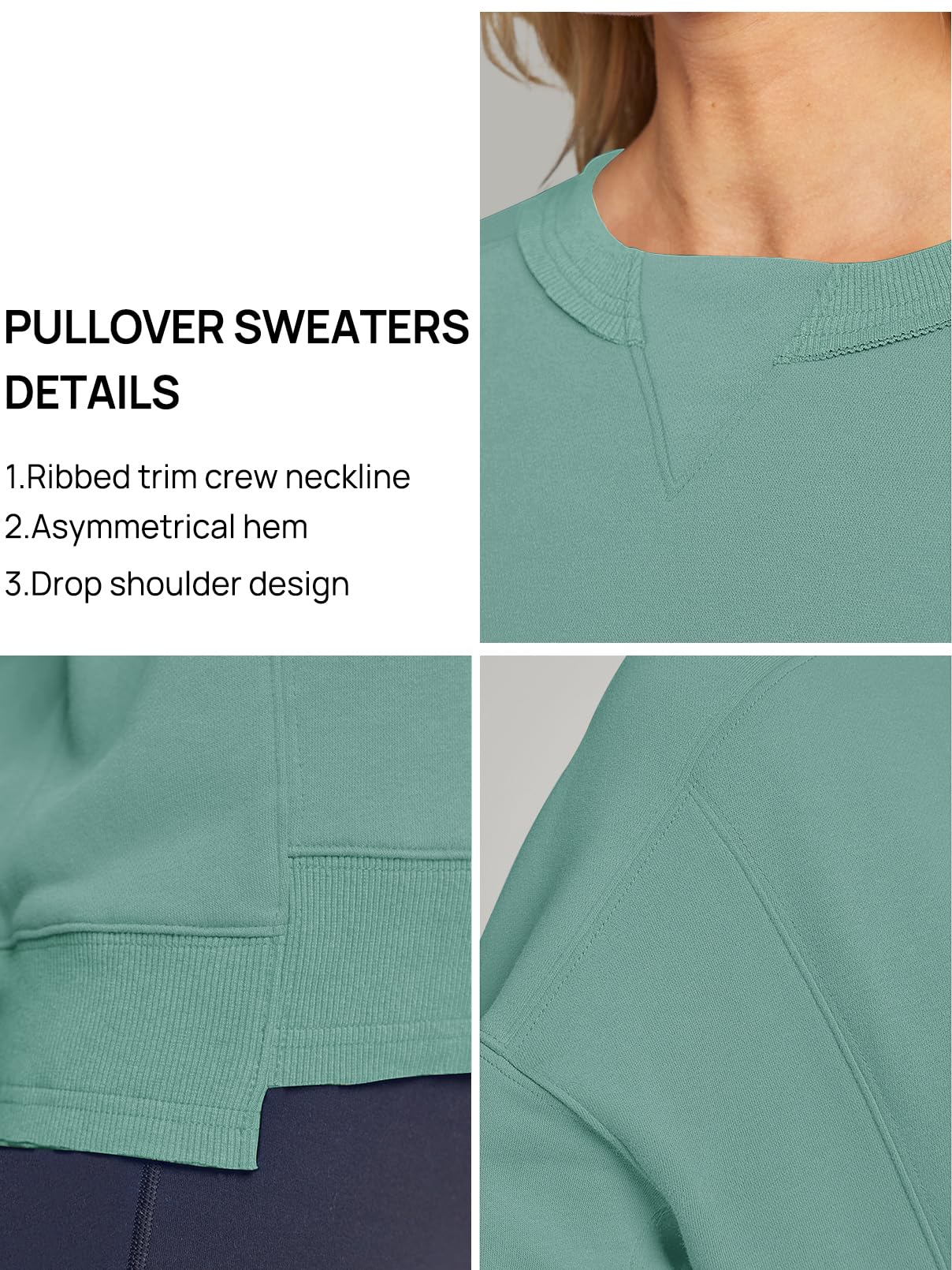 MEROKEETY Women's Oversized Cropped Sweatshirts Crewneck Trendy Workout Pullover Sweater Fall Outfits