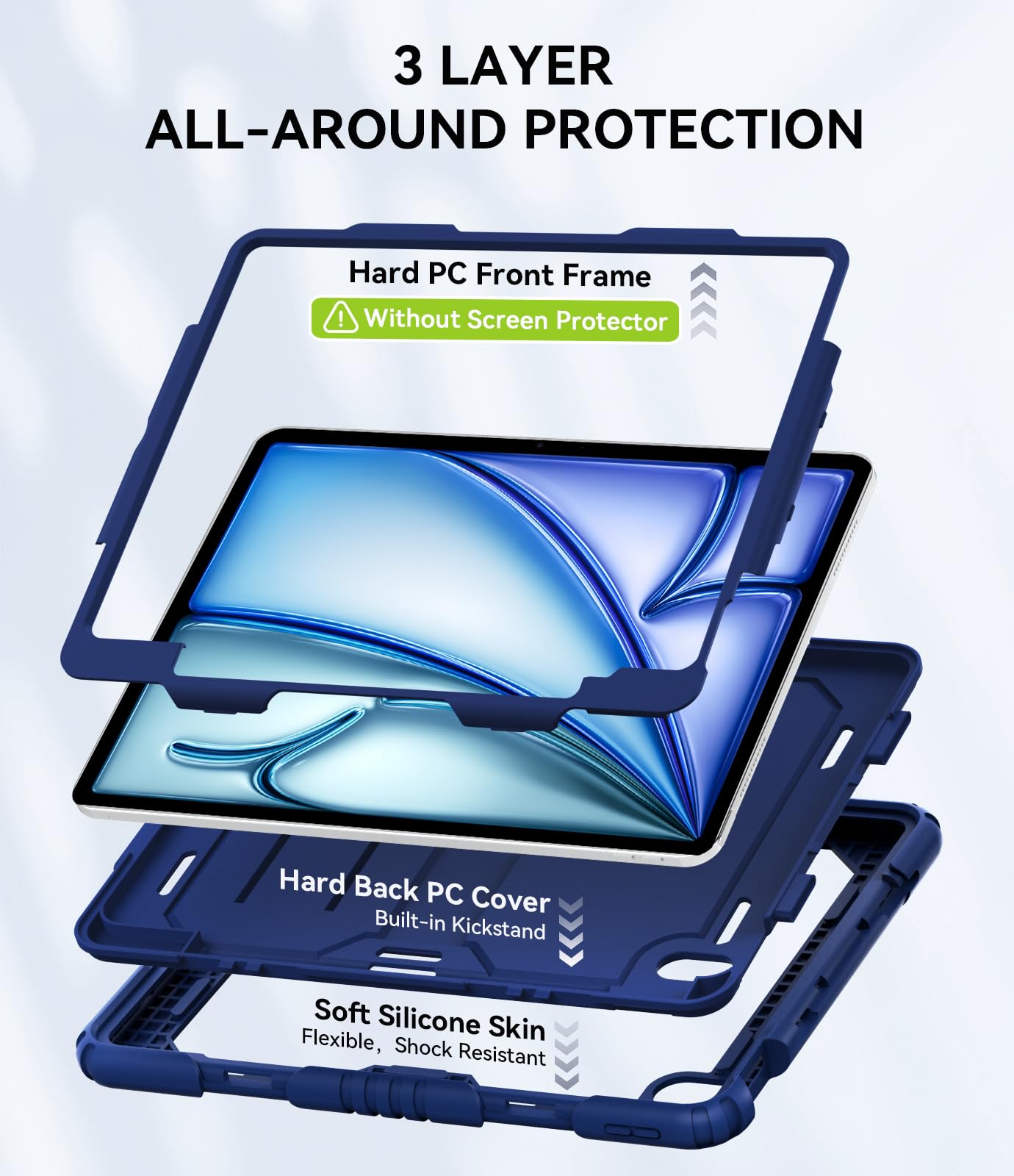 OKP Case for iPad 9th/ 8th/ 7th Generation (2021/2020/2019), Heavy Duty 10.2 inch iPad Shockproof Rugged Protective Cover with Built-in Stand, Hard iPad 9 8 7 Gen Cases for Kids Girls Boys, Black