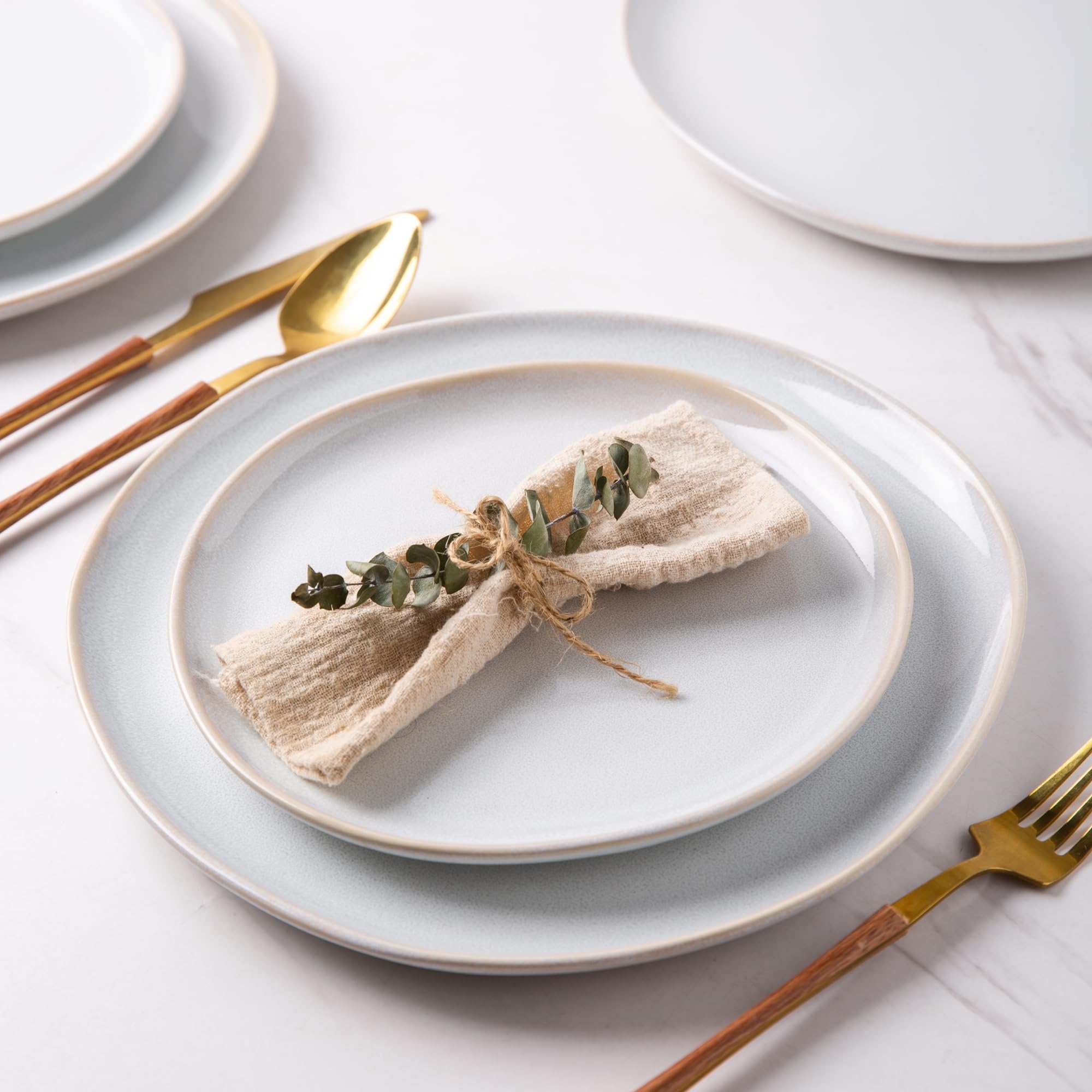 AmorArc 8.5" Ceramic Plates Set of 6 | Handmade Stoneware with Reactive Glaze for Dessert, Salad, Appetizer & Dinner | Microwave/Dishwasher Safe, Scratch Resistant