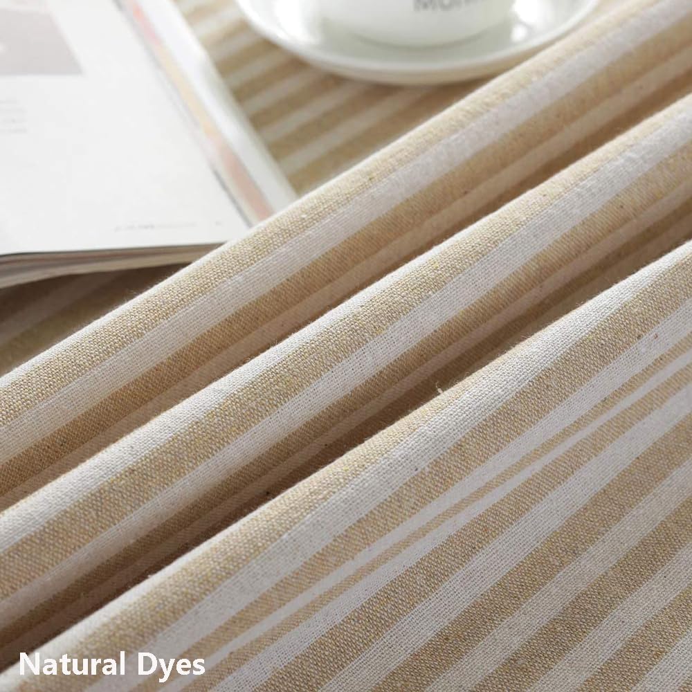 TruDelve Cotton Table Cloth Square Tables Beige Striped Tablecloths Fall Outdoor Tablecloth for Picnic Table Cover (Beige,55"x55",Square)