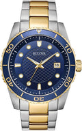 Bulova Classic Two-Tone Stainless Steel 3-Hand Date Calendar Quartz, Blue Dial Style: 98A200
