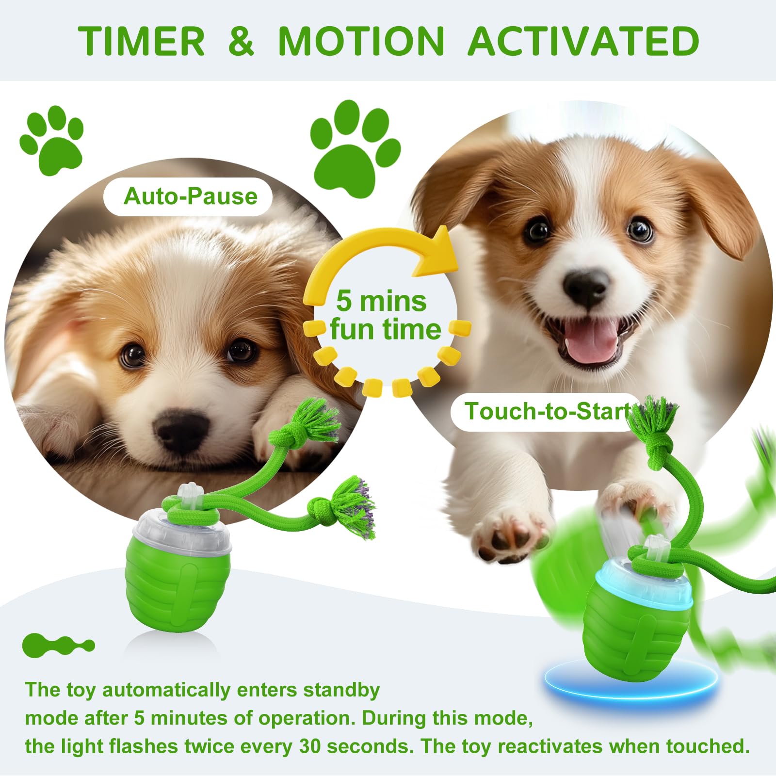 Interactive Dog Toy, [Newly Upgraded] Motion Activated Rolling Squeaky Ball for Medium/Large Dogs, Automatic Moving Dogs Ball for Boredom, USB Rechargeable(Cyan)