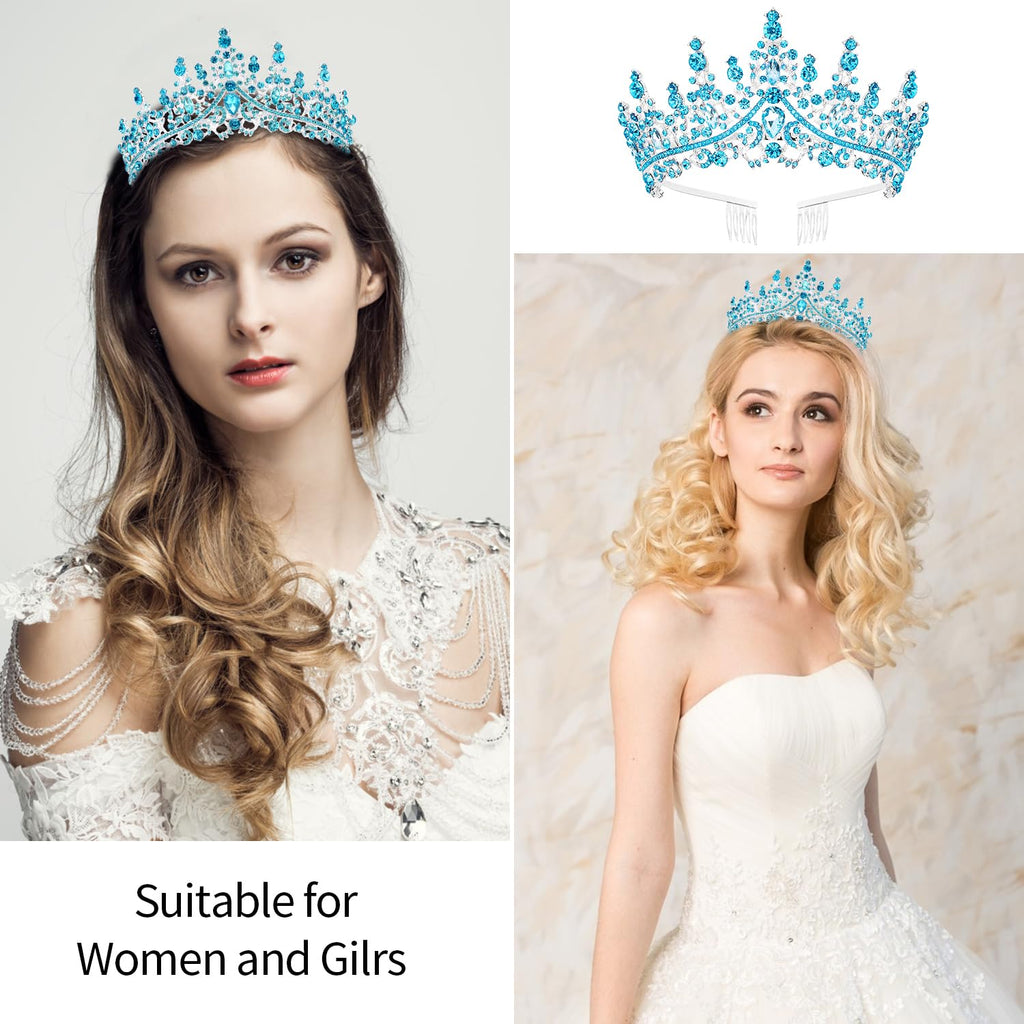 VELSCRUN AB Silver Crystal Birthday Queen Tiara Crowns for Women Girls Birthday Queen Headband Sash Elegant Princess Crown with Combs Hair Accessories Happy Birth Party Decorations Mom Gift