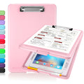 Sooez Clipboard with Storage, Plastic Storage Clipboards with Low Profile Clip, Nursing Clip Boards Foldable, Hanging Clipboard Case for Work, Teacher, Classroom Must Haves, Office School Supplies