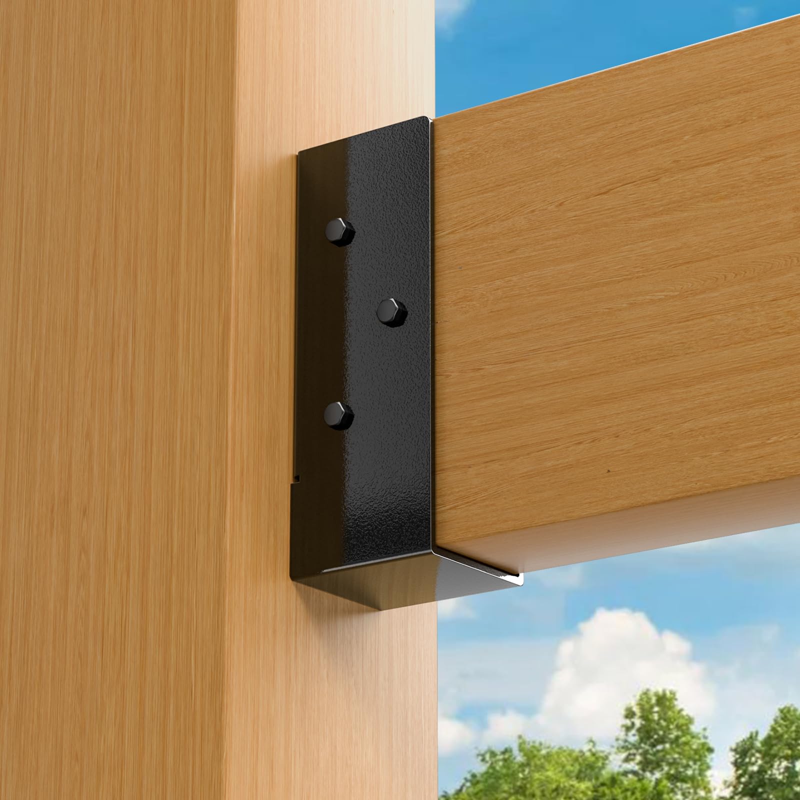 FMhotu Concealed Joist Hanger (1 Pack),4"x6" Outdoor Concealed-Flange Joist Bracket with Screws, Q235B Steel Powder Coated Concealed Mount Light Joist Hangers for 4"x6" Beam, Swing, Handrail, Fence