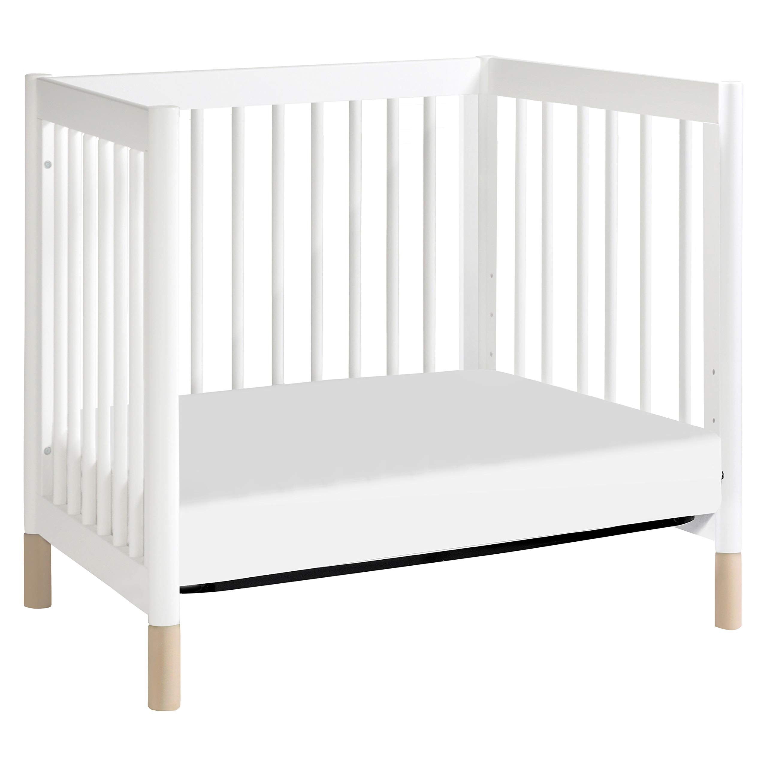 Babyletto Gelato 4-in-1 Convertible Mini Crib with Toddler Bed Conversion in Honey with Vegan Tan Leather Feet, Greenguard Gold Certified