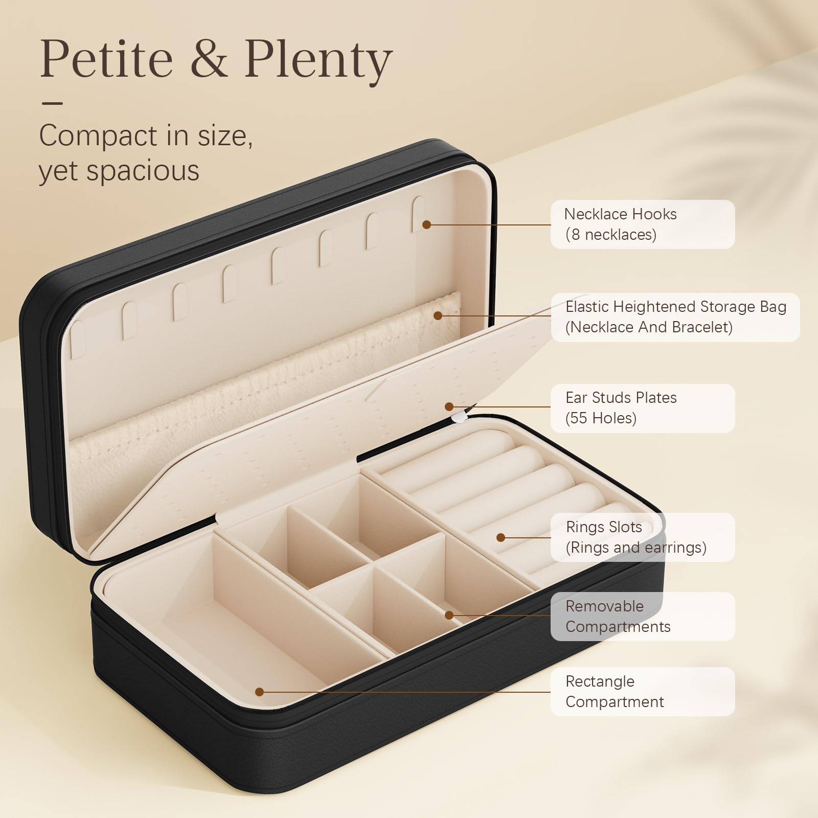 DesignSter Travel Jewelry Box, PU Leather Portable Jewelry Case, Small Jewelry Boxes for Gifts, Travel Jewelry Organizer for Women Rings Earrings Necklaces Bracelets (Avocado Green)
