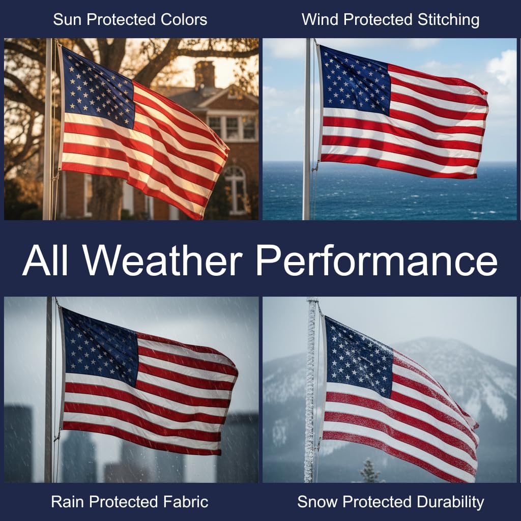 2x3 American Flags for Outside | 100% Made in USA American Flag 2x3, US Flag with Heavy Duty Nylon Built for Outdoor Home and Boat, Embroidered Stars, Sewn Stripes plus Quadruple Stitching on Fly End
