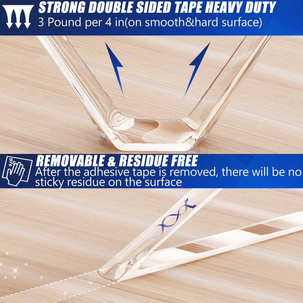 ZMUAXUAN Strong Nano Double Sided Tape Heavy Duty Mounting,Clear Removable Wall Sticky Adhesive Strips,Reusable Thick Gel Grip for Hanging Picture,Poster,Carpet,Photo