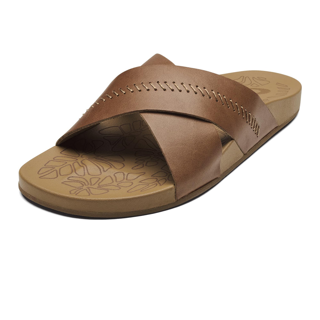 OluKai Kipe'a Olu Women's Slide Sandal, Premium Leather, Relaxed & Dressy Design For Any Occasion, All-Day Comfort & Fit