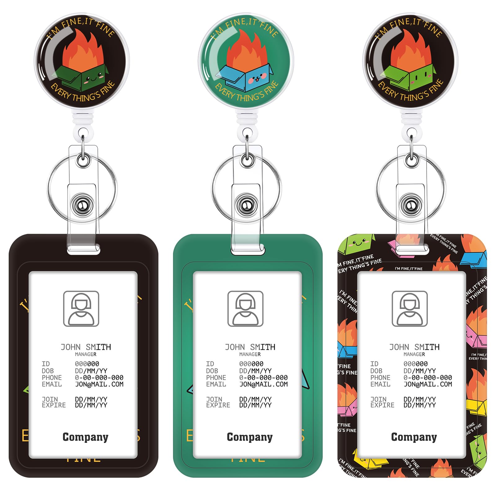 3 Set Badge Holder Retractable Reel Bloom ID Badge Holders with Clip Cute Name Badge Holders for Teacher Nurse Doctor Student Office Workers