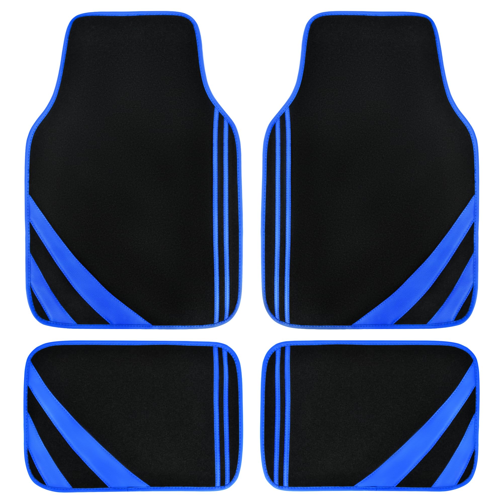 CAR PASS Car Seat Covers Full Set for Women Girls with Waterproof Car Floor Mats,Anti-Slip Leather Steering Wheel Cover,Universal Fit for SUVs,Vans,Trucks,Sedans,Cars (Combo Set,Black & Pink)