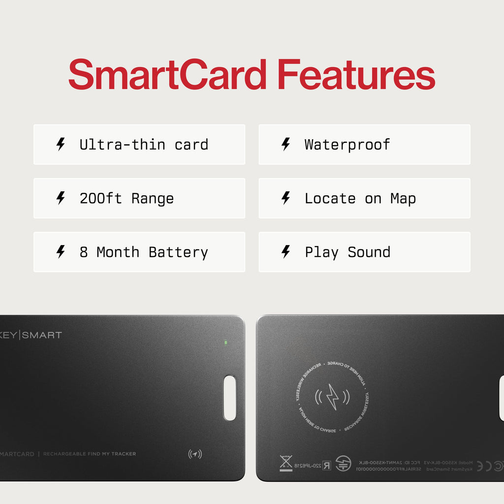 KeySmart SmartCard Lite Wallet Tracker Card, Compatible with Apple Find My App, Non-Rechargeable 2 Years Battery, Thin GPS Item Finder for Luggage Tag, Smart Bluetooth Tracking, Waterproof - 1 Pack