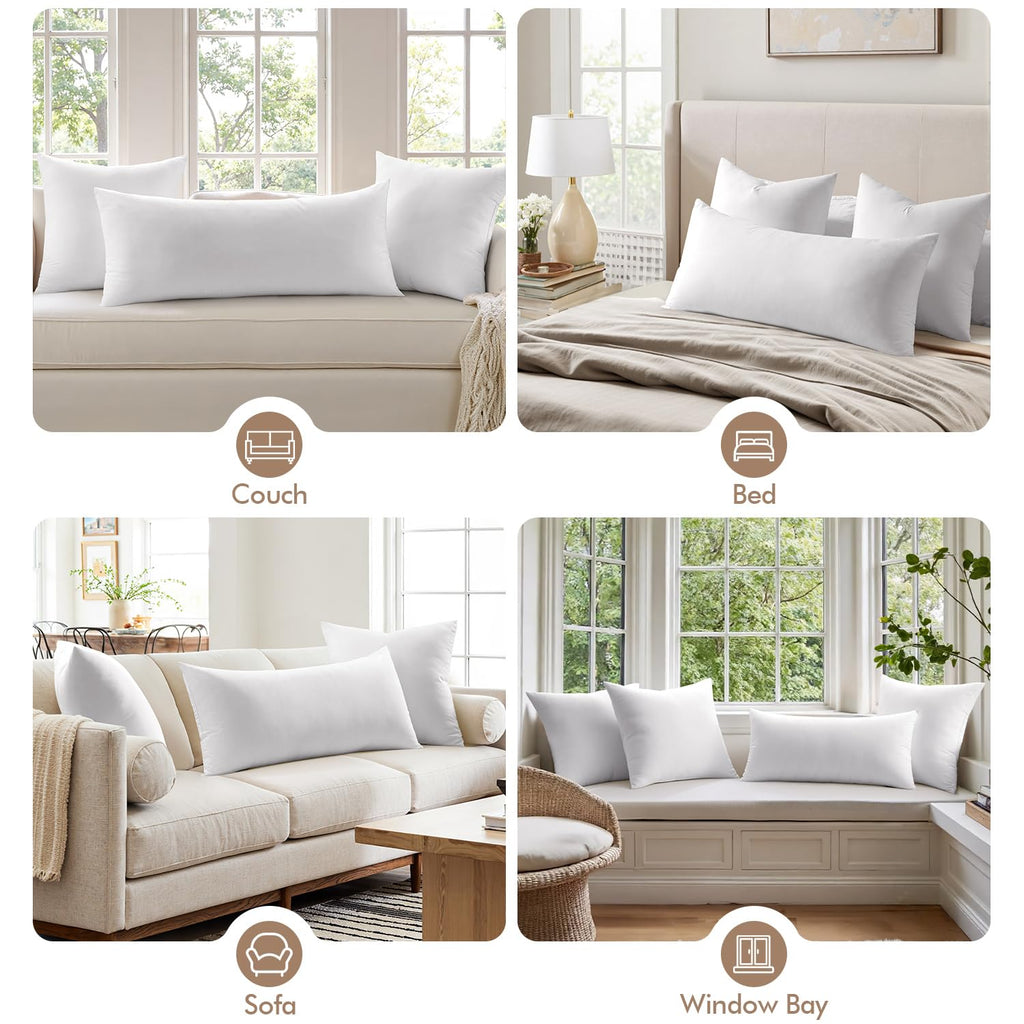 MIULEE 12x16 Inch Premium Lumbar Throw Pillow for Bed Sofa Couch Virgin Microfiber with 100% Cotton Cover Decorative Throw Pillow Insert Stuffer Form