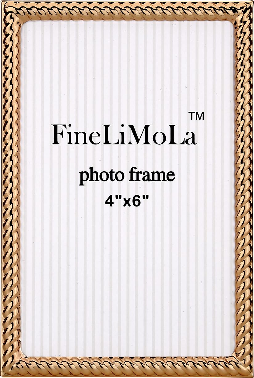 4x4 Gold Rope Design Metal Picture Frame With Mat for 3x3'', Premium Velvet Backing Real Glass Front Desktop & Wall Display Elegant Home Decor