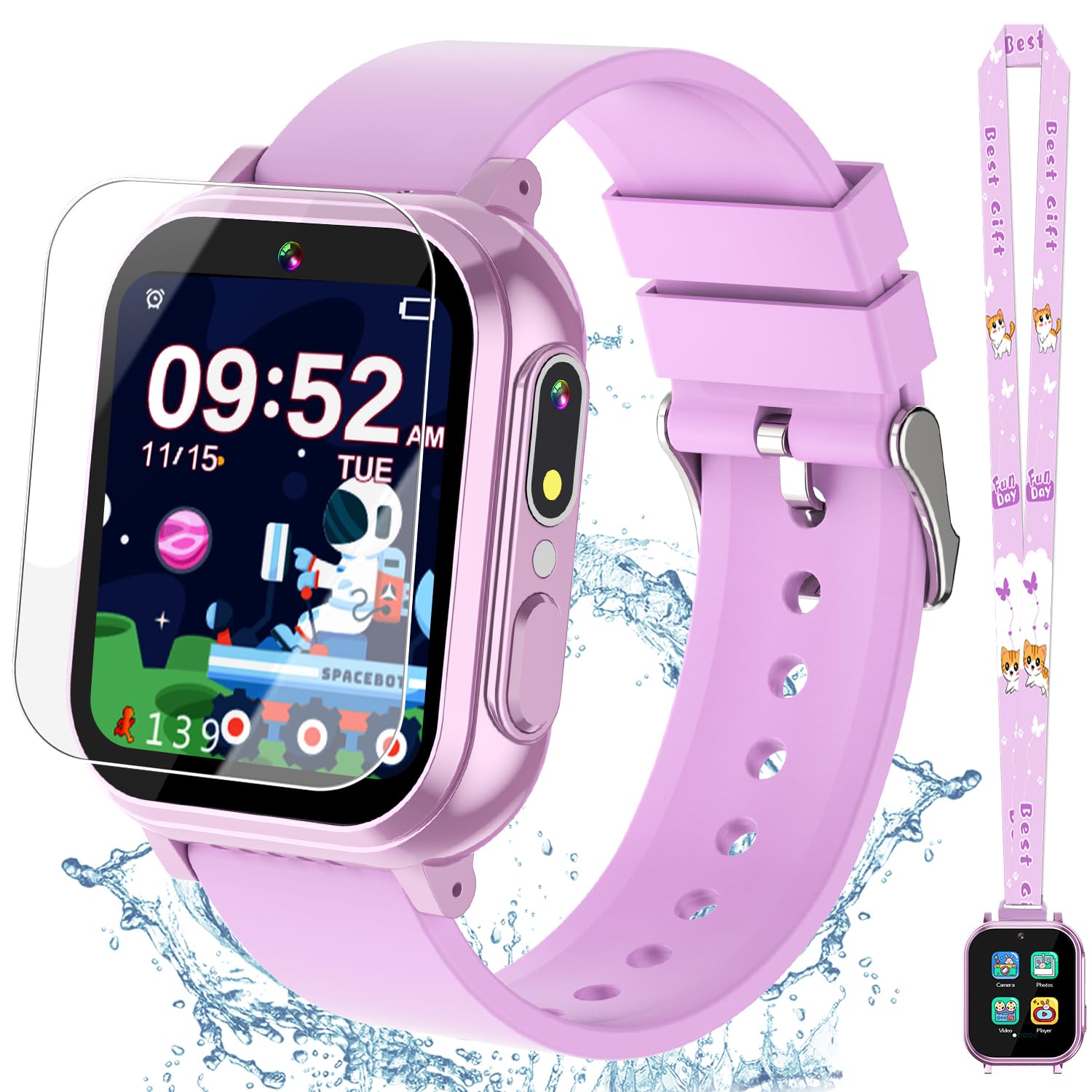 Kids Waterproof Smart Watch Boys Toys Age 5-12 with 32 Games, Dual Camera, Habit Tracking, Music Player, Video, Alarm Clock, HD Touchscreen Watch for Kids Birthday Gift for 3-12 Years Old Boys(Black)