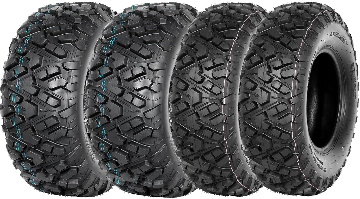 Weize ATV UTV all-terrain Tires 25x8-12 Front & 25x10-12 Rear, 6 PR, Set of 4
