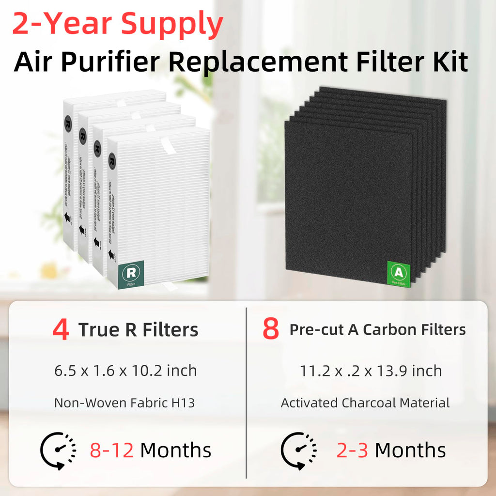 HPA200 Replacement Filters for Honeywell HPA200 HRF-ARVP200 Series Air Purifiers HPA200, HPA201, HA202, HPA204, HPA250, HPA5200, 2 R Filter and 4 Activated Carbon Pre-Filters A