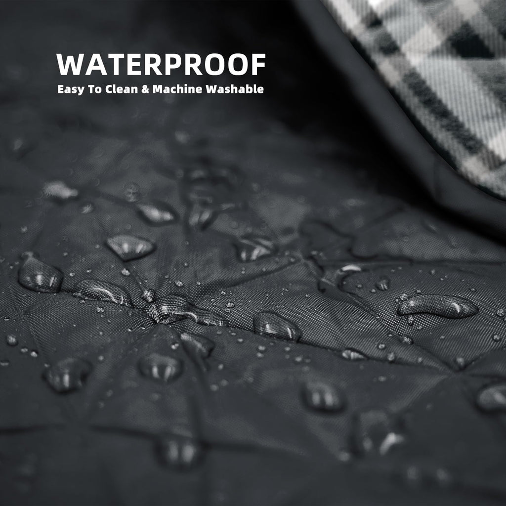 Large Outdoor Waterproof Blanket Extra Thick Fleece Stadium Blanket for Camping, Car, Pet, Picnics - Windproof, Wearable, Machine Washable 80" x 58" (Black Check)