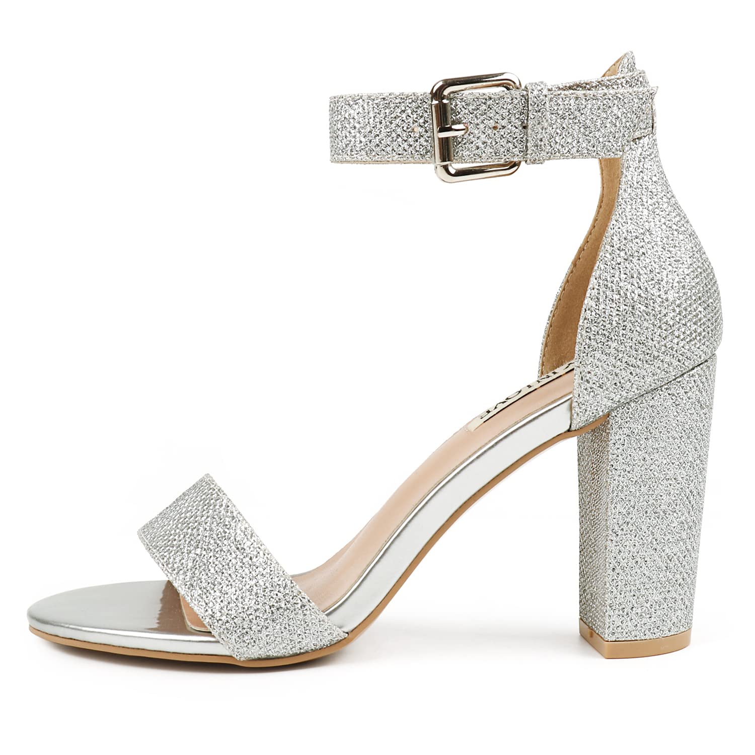 JOY IN LOVE Womens 3.5" Chunky Block High Heels Ankle Strap Heeled Sandals