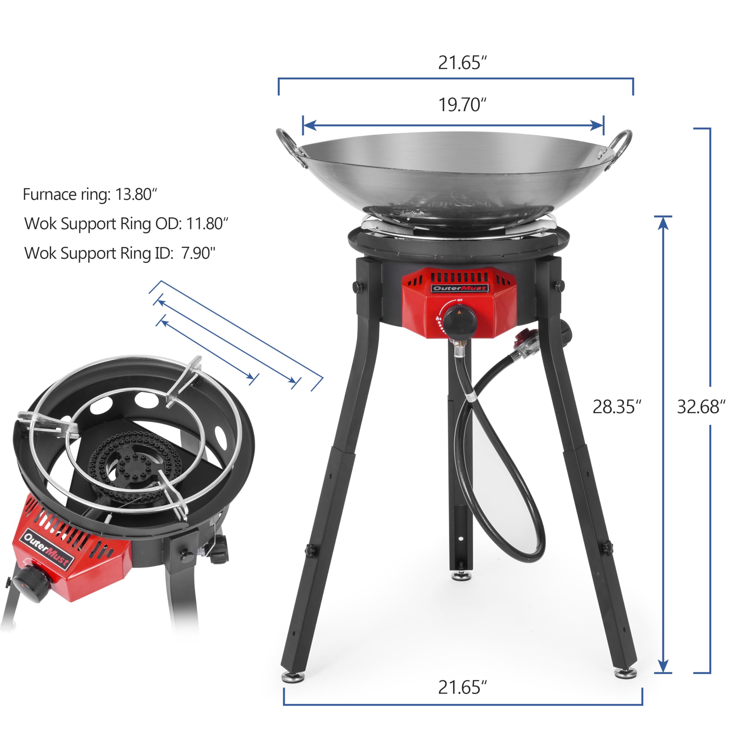 OuterMust Outdoor Cooker Wok Station with Cover, Iron Wok, Electronic Ignition and Burner 54000 BTU for BBQ, Backyard