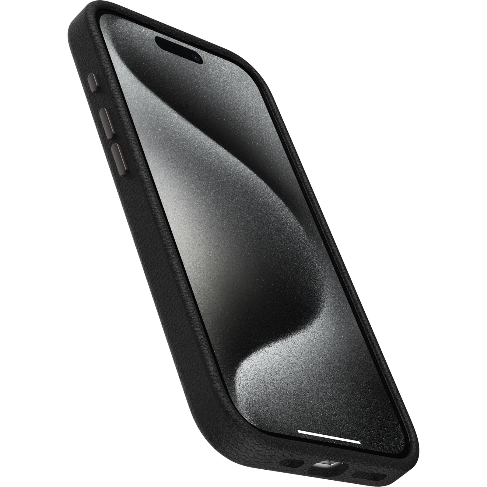 OtterBox iPhone 15 Symmetry Series Cactus Leather for MagSafe - Noir ASH (Black), Slim, Premium, Protective iPhone Case