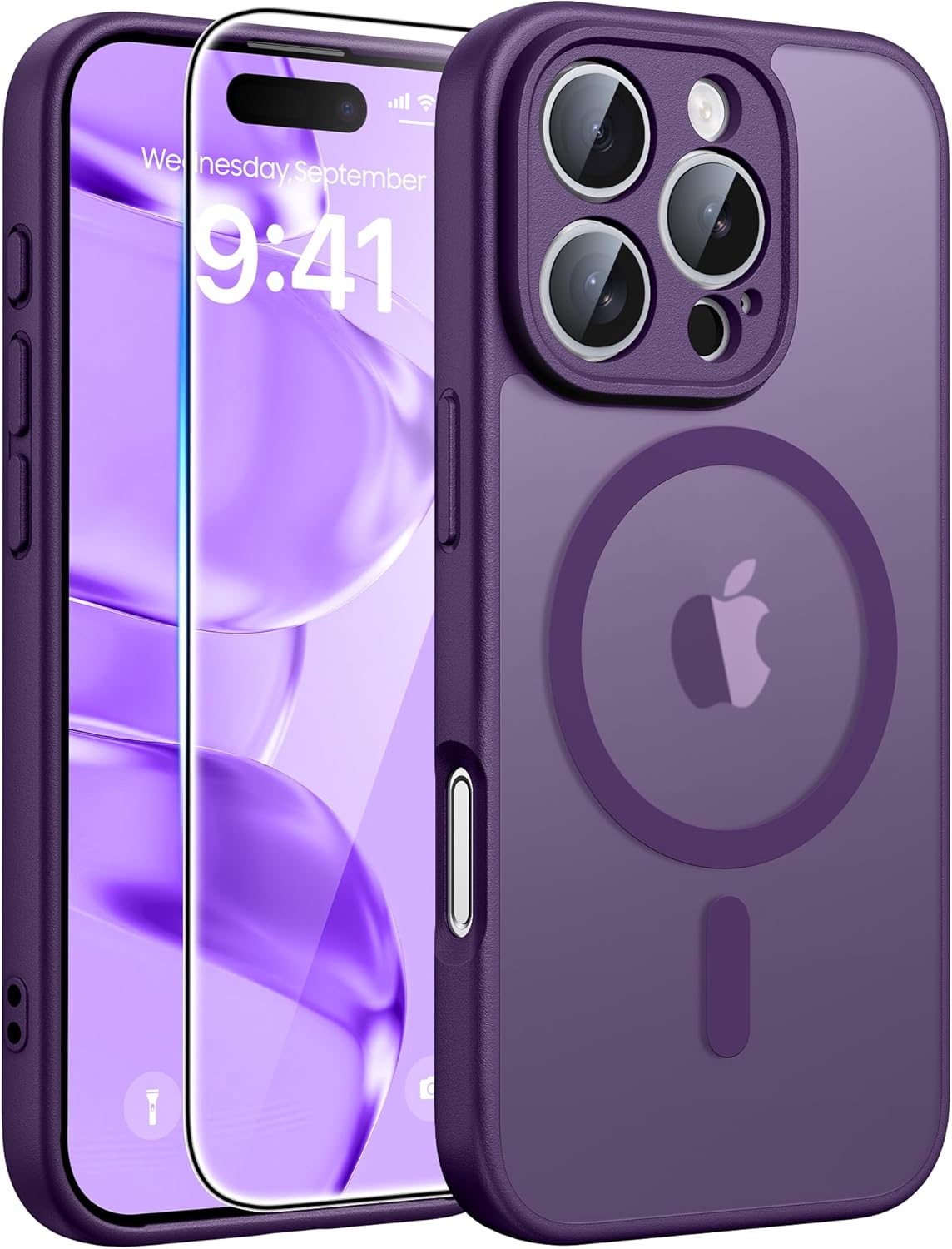 FNTCASE for iPhone 17 Case: [Compatible with Magsafe] Translucent Matte Cases with [Full Camera Protection] [Screen Protector] Military Grade Shockproof Protective Phone Cover - Light Purple