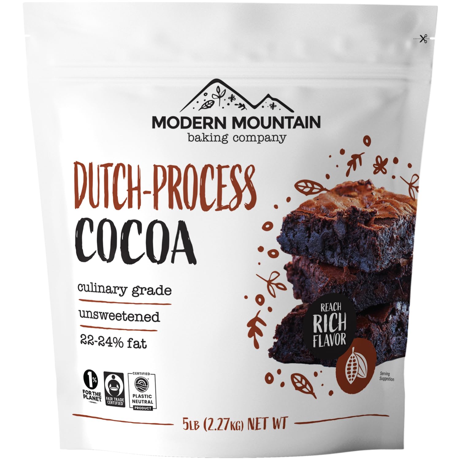 Cocoa Powder (1 lb) Dutch Processed Cocoa Powder, Unsweetened, Extra Rich Cocoa Flavor, 22-24% Fat, Premium Culinary Grade, Non-GMO, Perfect Cocoa for Baking and Cooking