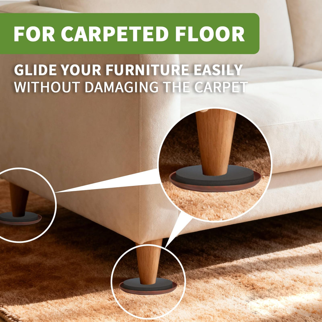 Furniture Sliders for Carpet 4 PCS - 9 1/2 inch Furniture Moving Slider Chair Legs Floors Protectors– Move Your Furniture Easy & Safely (for Carpet)