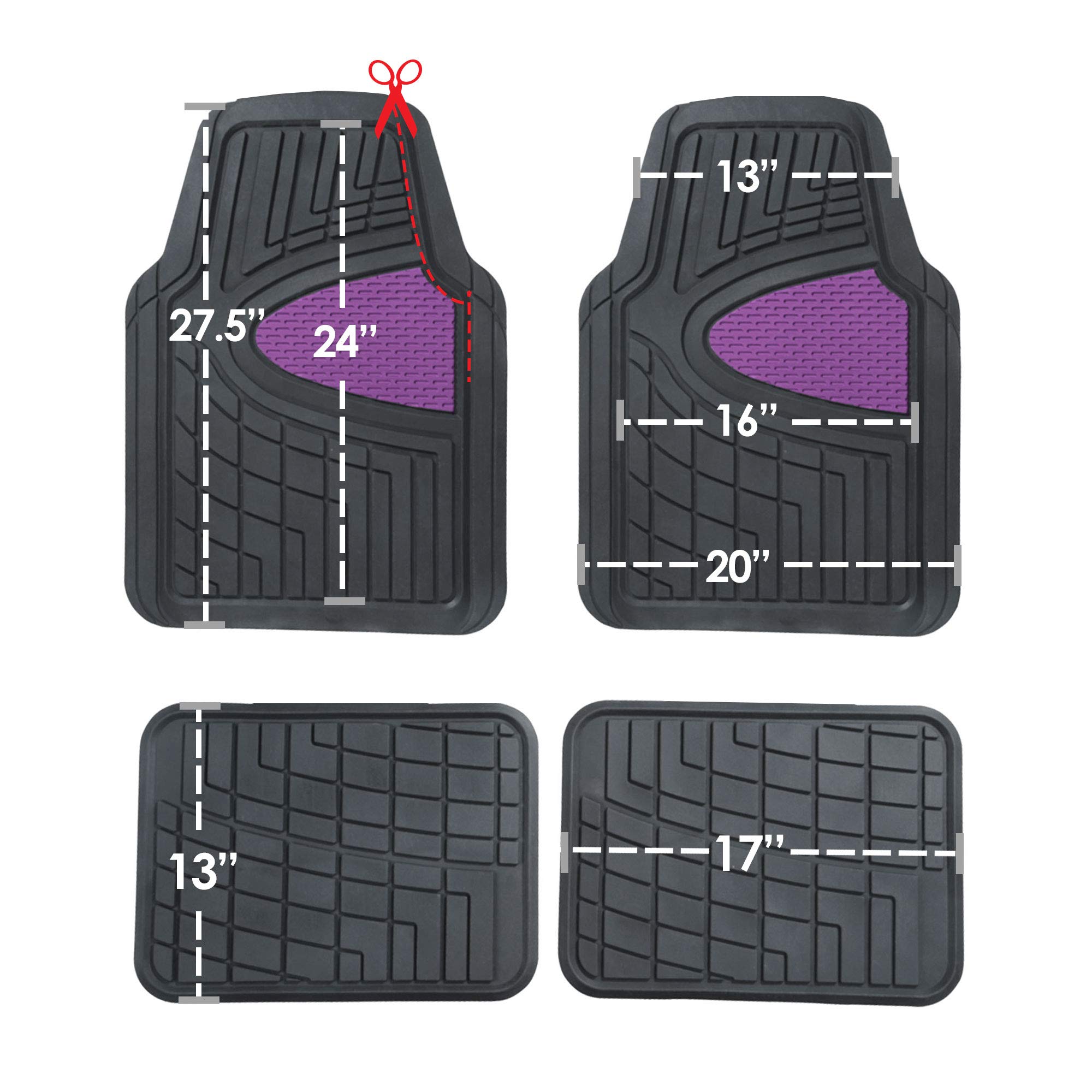 FH Group Automotive Floor Mats - Heavy-Duty Rubber Floor Mats for Cars, Universal Fit Full Set, Climaproof Floor Mats, Trimmable Floor Mats for Most Sedan, SUV, Truck Floor Mats Beige