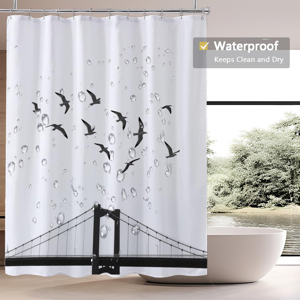 LLSCL Fabric Shower Curtain Liner with Magnets, Waterproof Hotel Quality, 72 x 72 Machine Washable