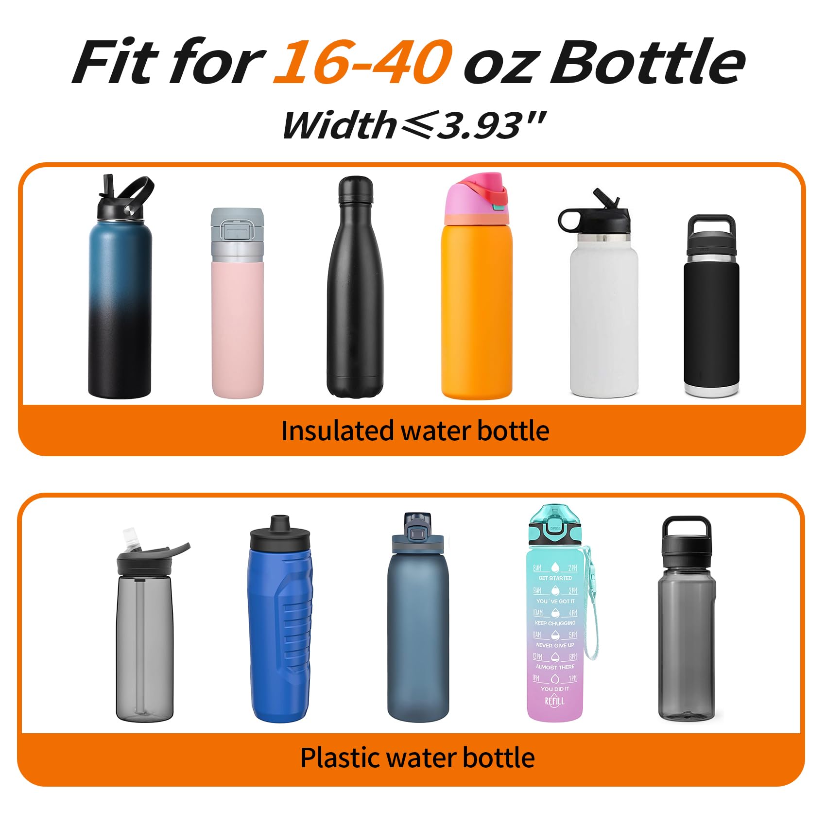 AceTreker 32/40/64/128 oz Neoprene Insulated Water Bottle Carrier Bag, Sling Bag Sleeve Pouch Holder with Strap & Paracord Handle and 2 Pocket for Travelling, Hiking, Camping