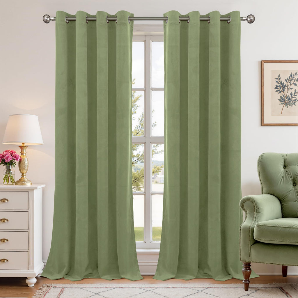 YoungsTex Velvet Black Out Curtains 63 Inches Long for Bedroom, Grommet Thermal Insulated Drapes Room Darkening Privacy for Living Room, Black, 2 Panels, 52 X 63 Inch