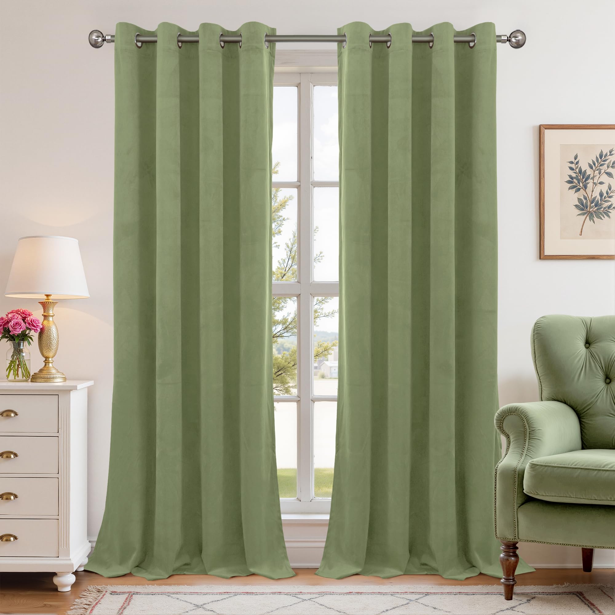 YoungsTex Velvet Black Out Curtains 63 Inches Long for Bedroom, Grommet Thermal Insulated Drapes Room Darkening Privacy for Living Room, Black, 2 Panels, 52 X 63 Inch